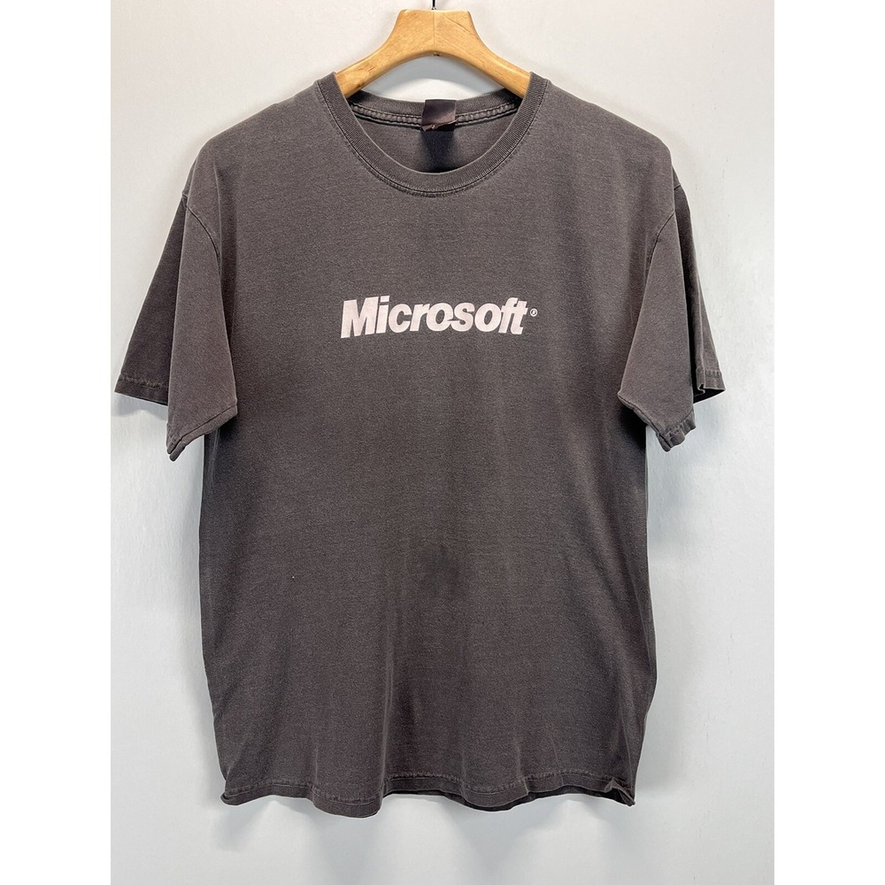 Vintage Microsoft Tshirt Sz L GUC Gray Software Short Sleeve District Threads